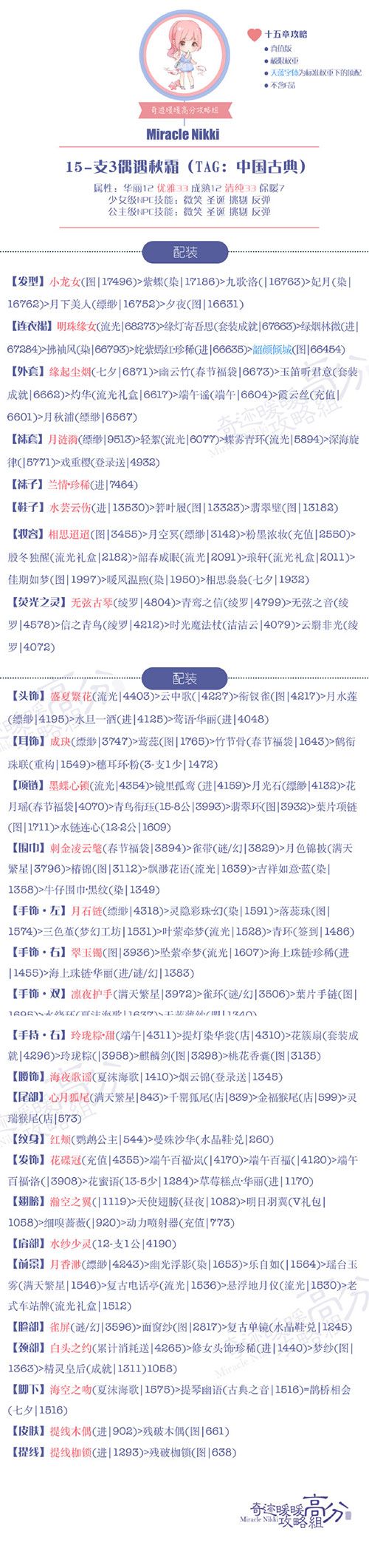 《奇迹暖暖》【公主级】15-支3偶遇秋霜S攻略