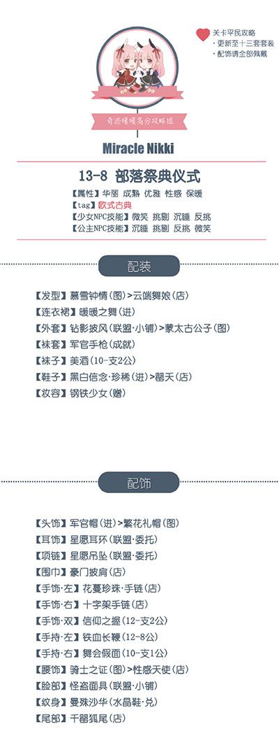 《奇迹暖暖》【少女级】13-8部落祭祀仪式攻略