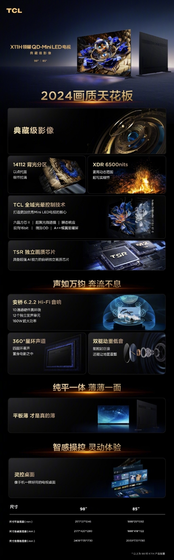 TCL X11H Mini LED电视今日发布！惊人的万级背光分区