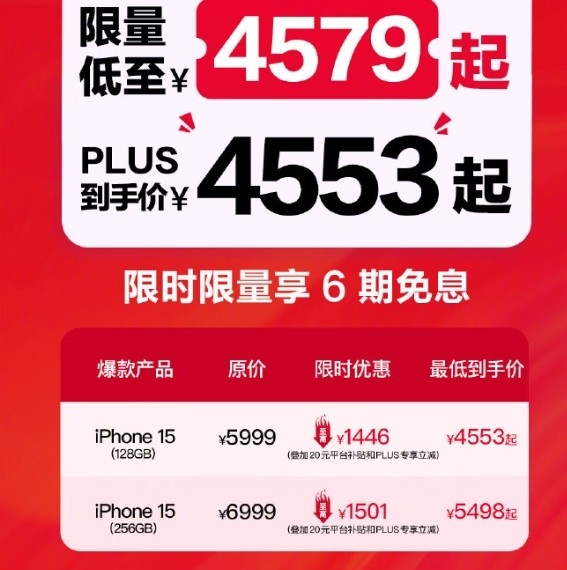 中国手机太内卷了!iPhone15降至历史最低价:4553元!-绿好游