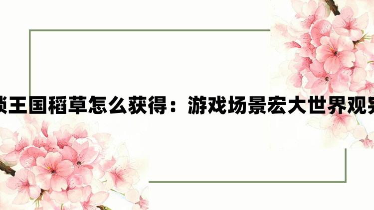 雾锁王国稻草怎么获得：游戏场景宏大世界观完整