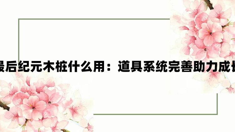 最后纪元木桩什么用：道具系统完善助力成长